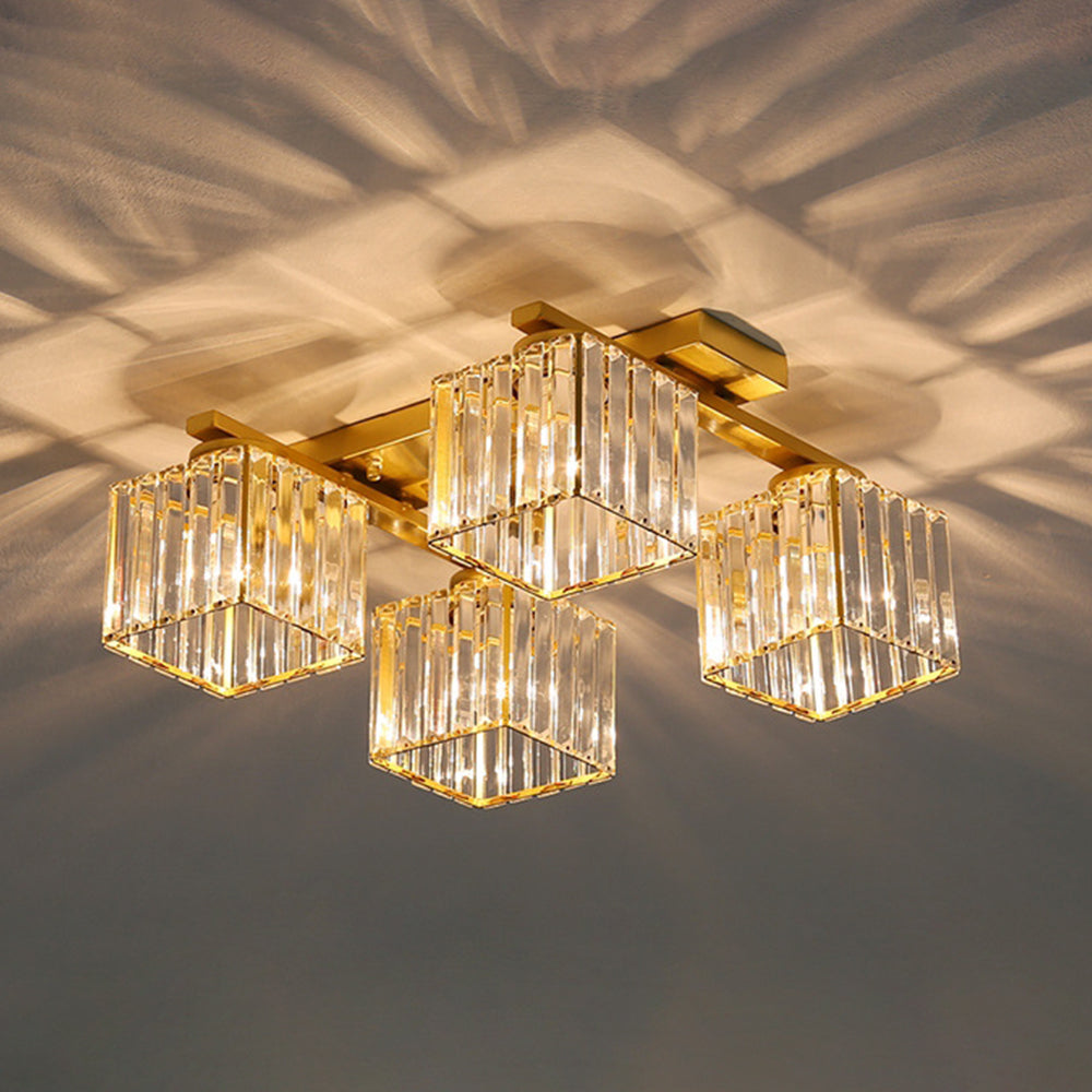 Elegant Gold Ceiling Light with Luxury Crystal Design for a Stunning Bedroom Ambiance