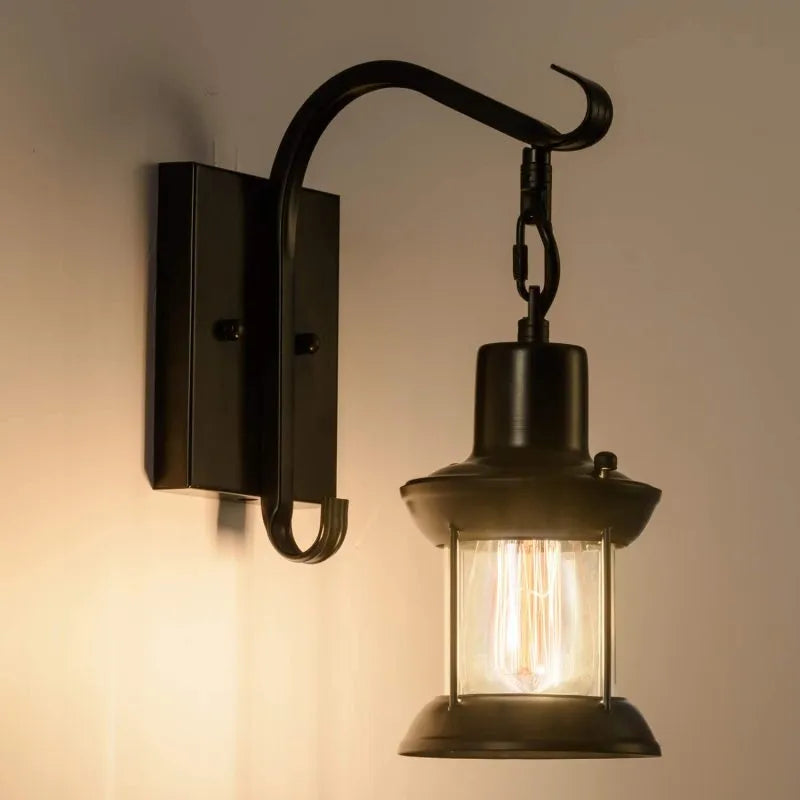 Wall Light with Vintage Glass Shade Design