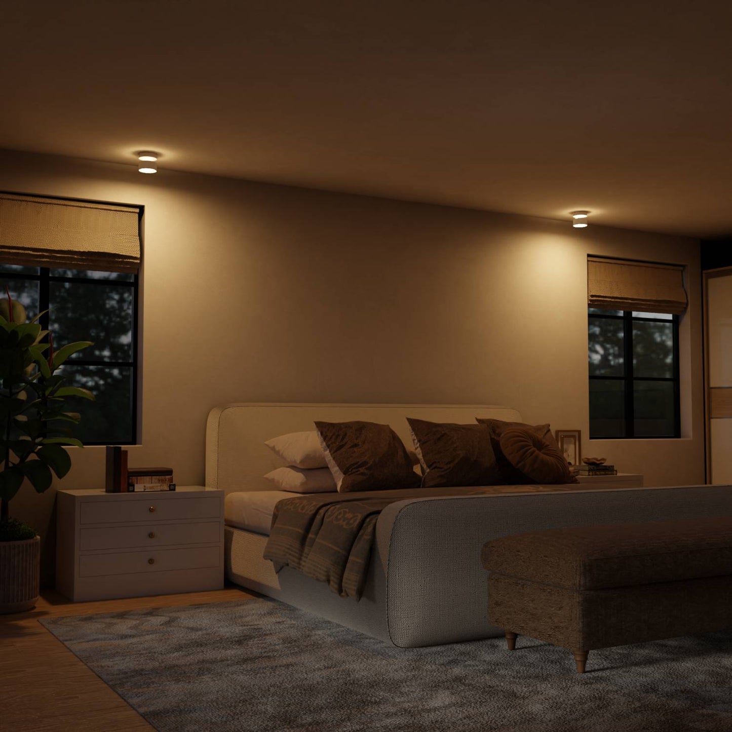 Lámparas de techo modernas con accesorio cilíndrico negro