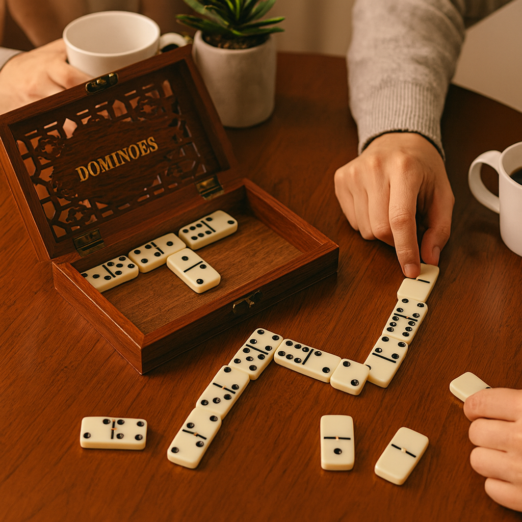 Wooden Domino Storage Box Set