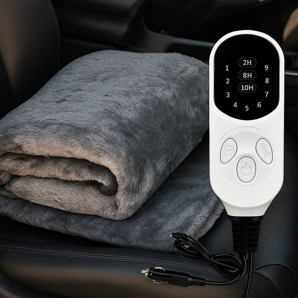 Manta eléctrica para coche calentada lavable para viaje