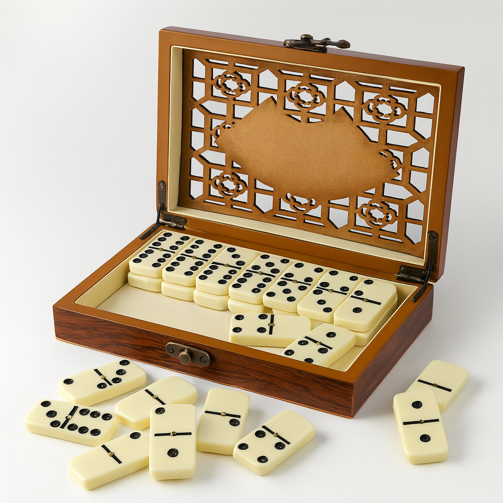 Wooden Domino Storage Box Set