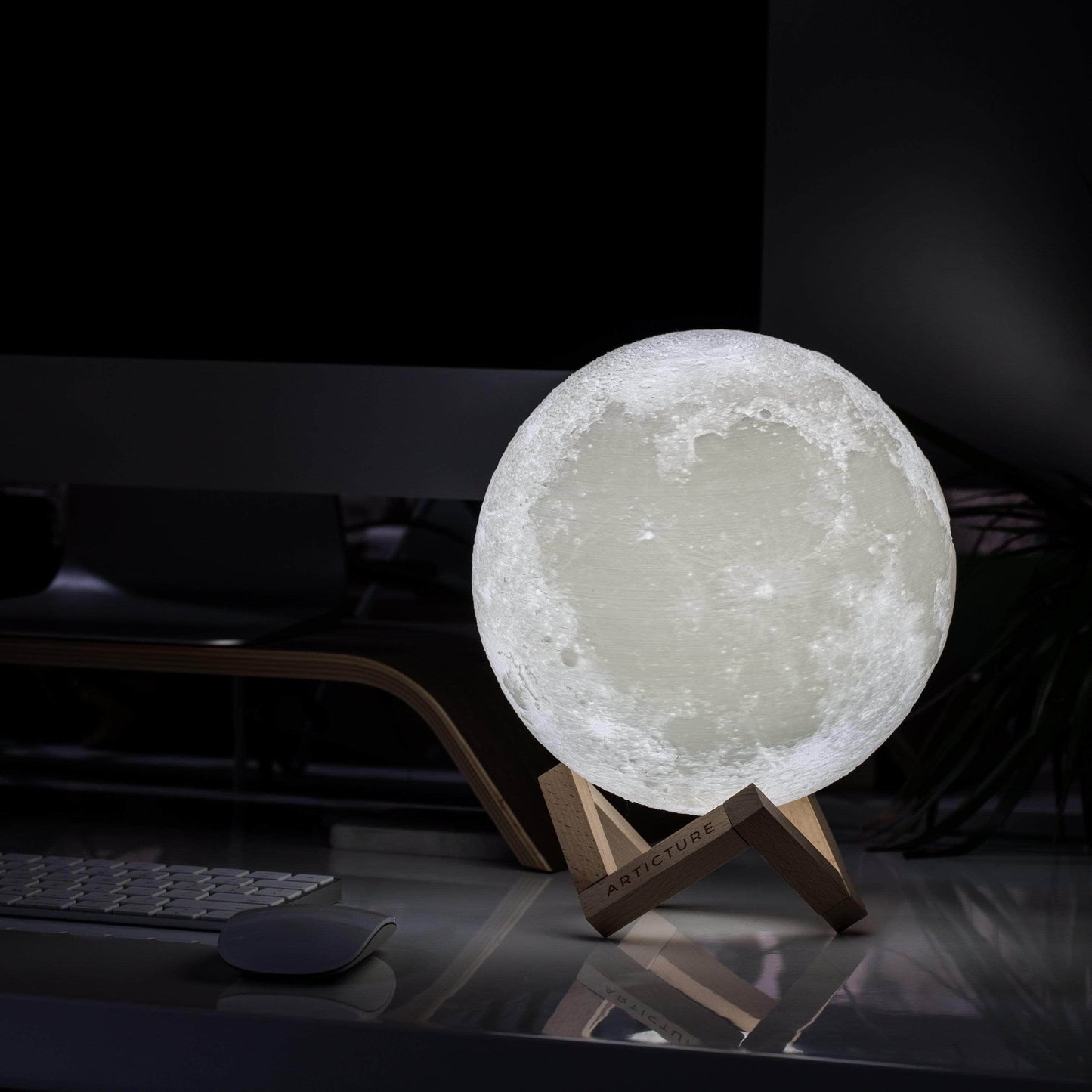Moon Lamp Wooden Base 3D Table Light