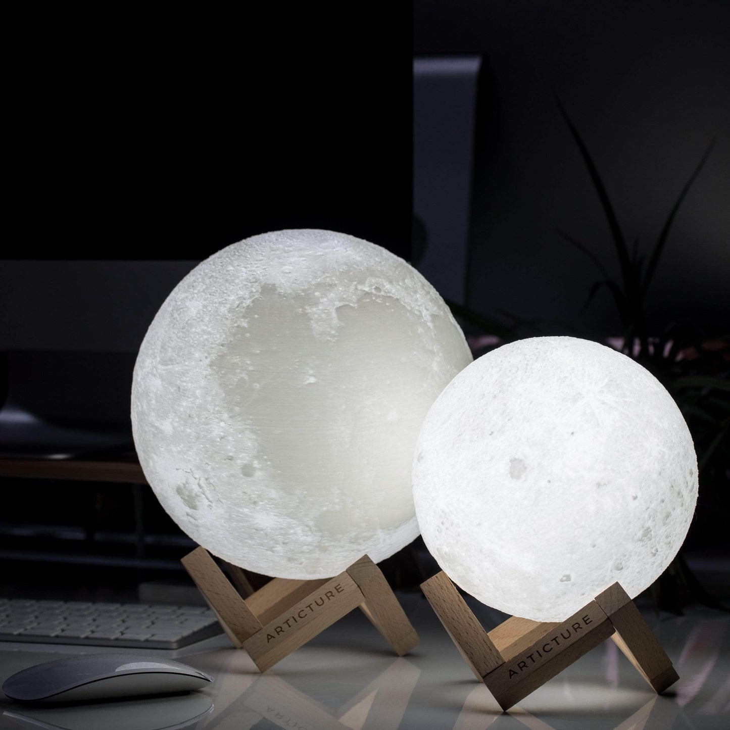 Moon Lamp Wooden Base 3D Table Light