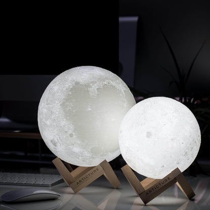 Moon Lamp Wooden Base 3D Table Light