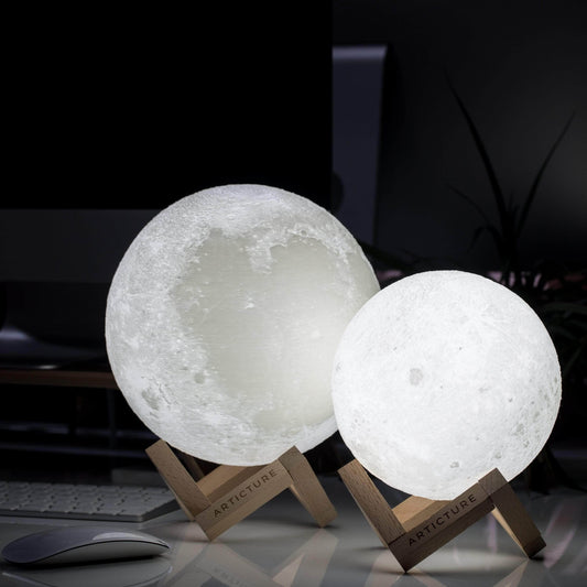 Moon Lamp Wooden Base 3D Table Light