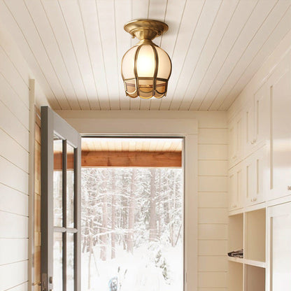 Plafonnier en laiton métal à montage affleurant