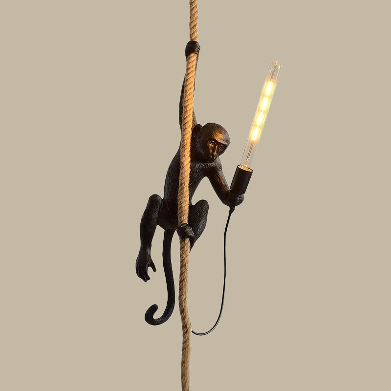 Resin Monkey Pendant Light with Rope Detail