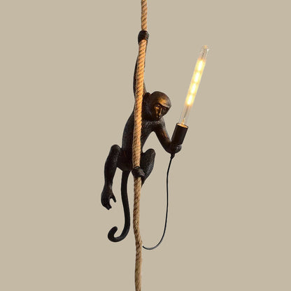 Resin Monkey Pendant Light with Rope Detail