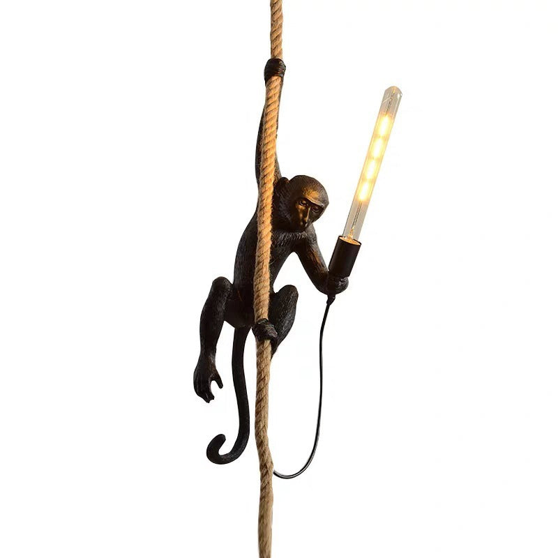 Resin Monkey Pendant Light with Rope Detail