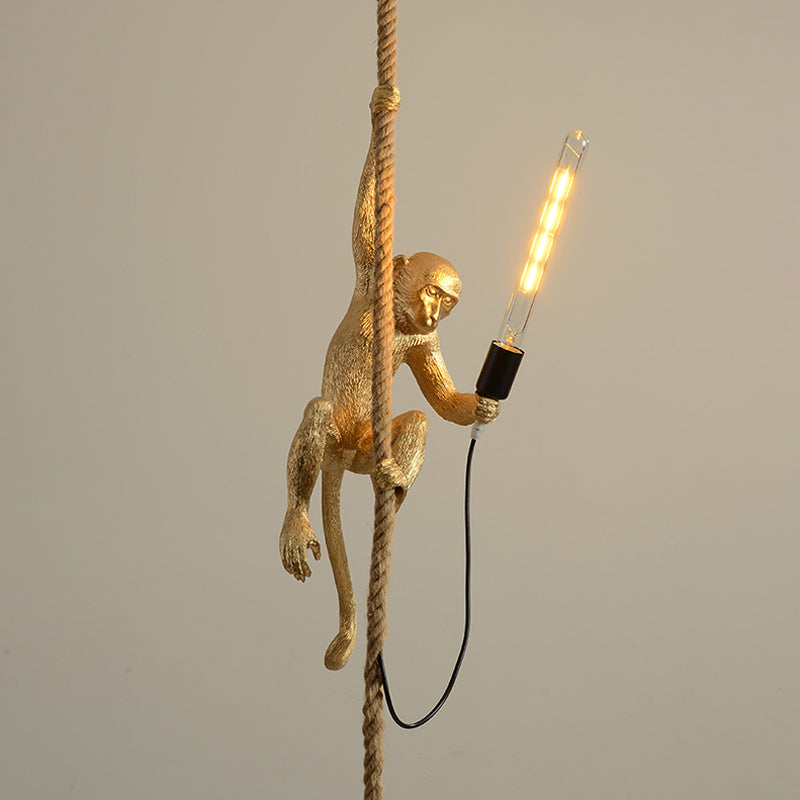 Resin Monkey Pendant Light with Rope Detail