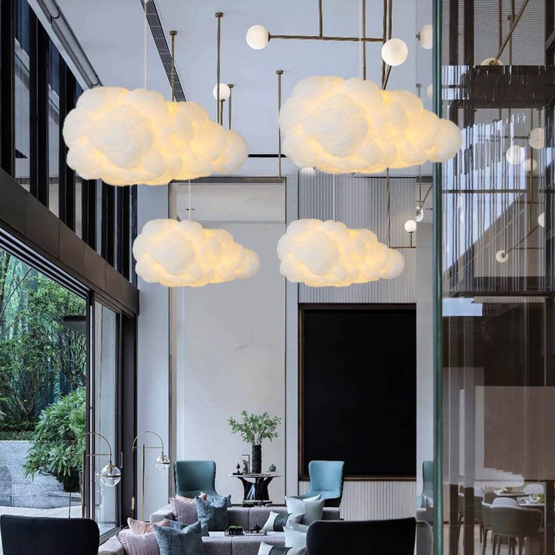 Lámpara colgante de tela con diseño de nubes