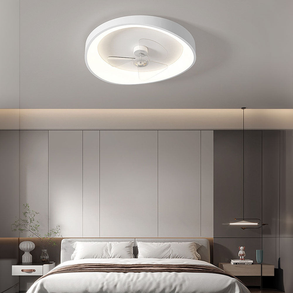 Sleek Modern Minimalist White Iron Ceiling Fan with Integrated Light for Stylish Home Interiors