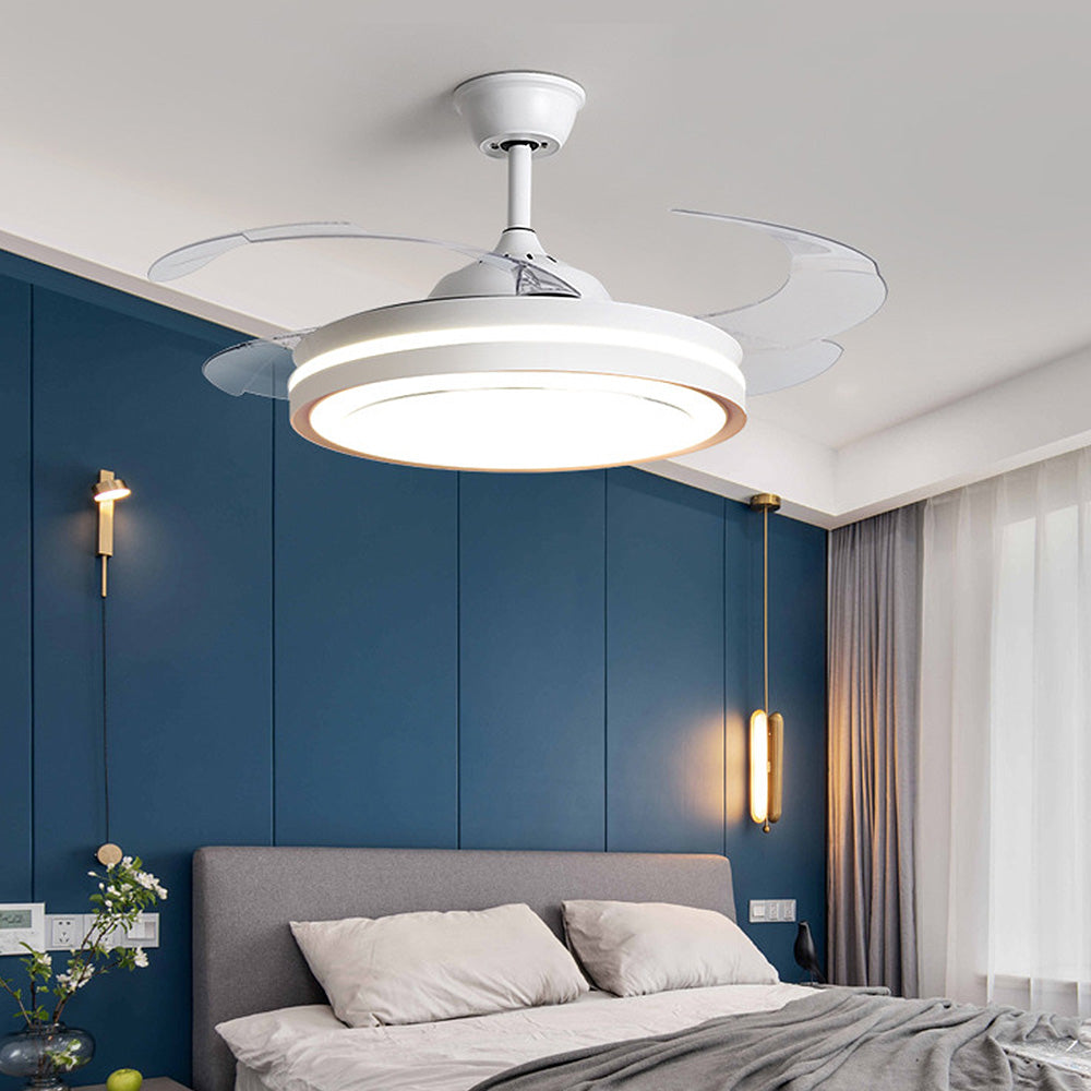 Metal LED Ceiling Fan with Remote Control and Integrated Light – Stylish and Efficient Home Lighting Solution