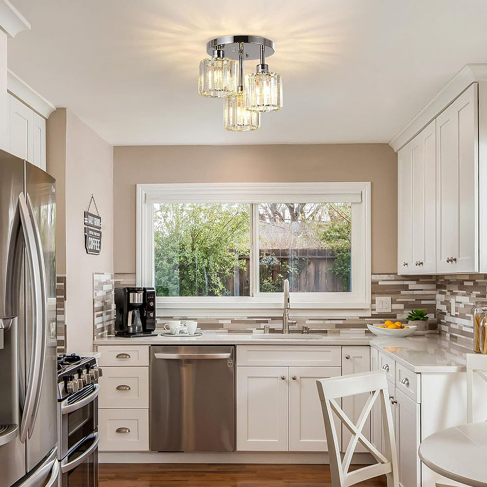 Elegant Modern Crystal Semi-Flush Ceiling Lights