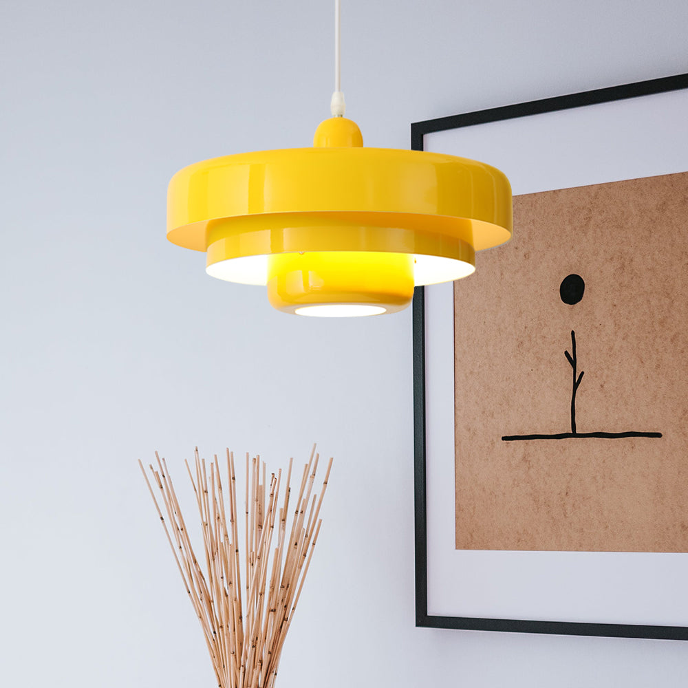 Lampa wisząca w stylu mid-century pomarańczowa metalowa oprawa