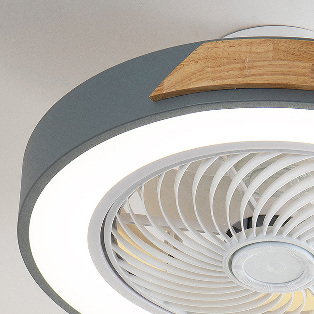 Modern Round Wooden Ceiling Fan with Energy-Efficient LED Lights for Stylish Home Illumination and Air Circulation