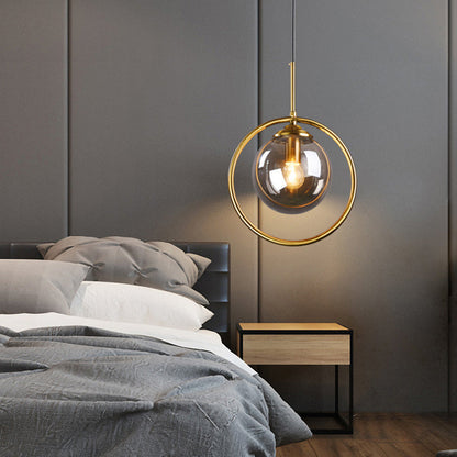 Glass Pendant Light with Gold Frame Finish