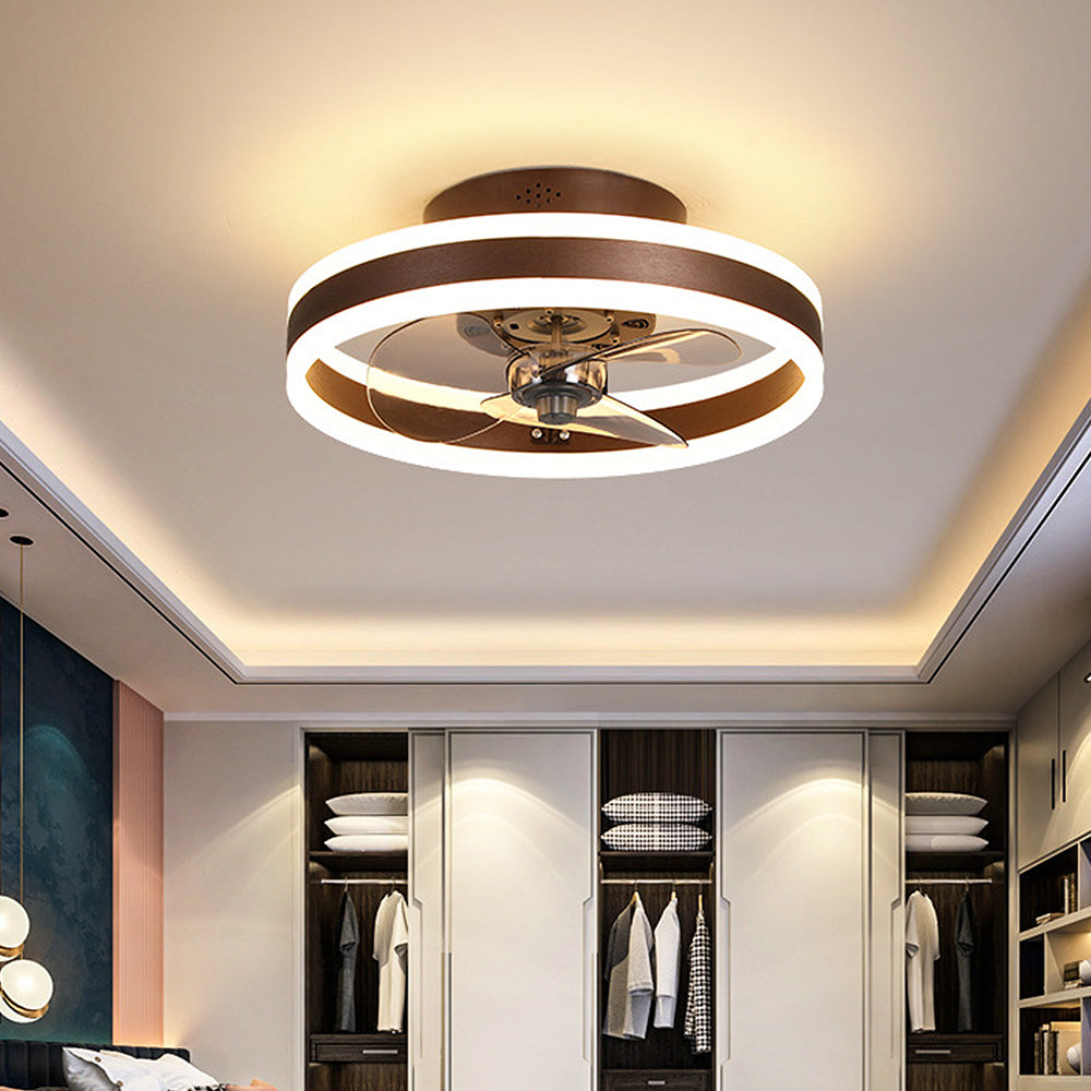 Simple Round Ceiling Fan with LED Light for Bedroom - Stylish and Efficient Home Lighting and Cooling Solution