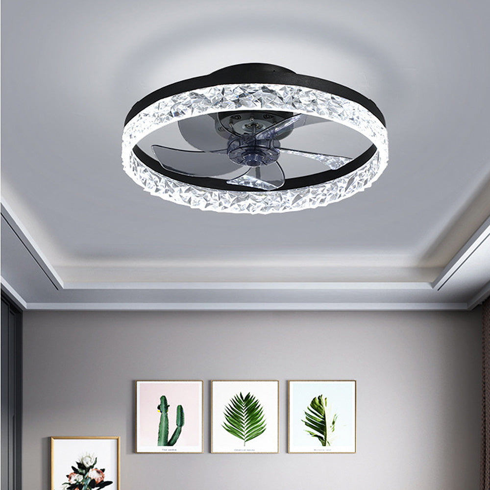 Modern Round Ceiling Fan with LED Light - Stylish Hardware Design for Enhanced Airflow and Illumination in Any Room