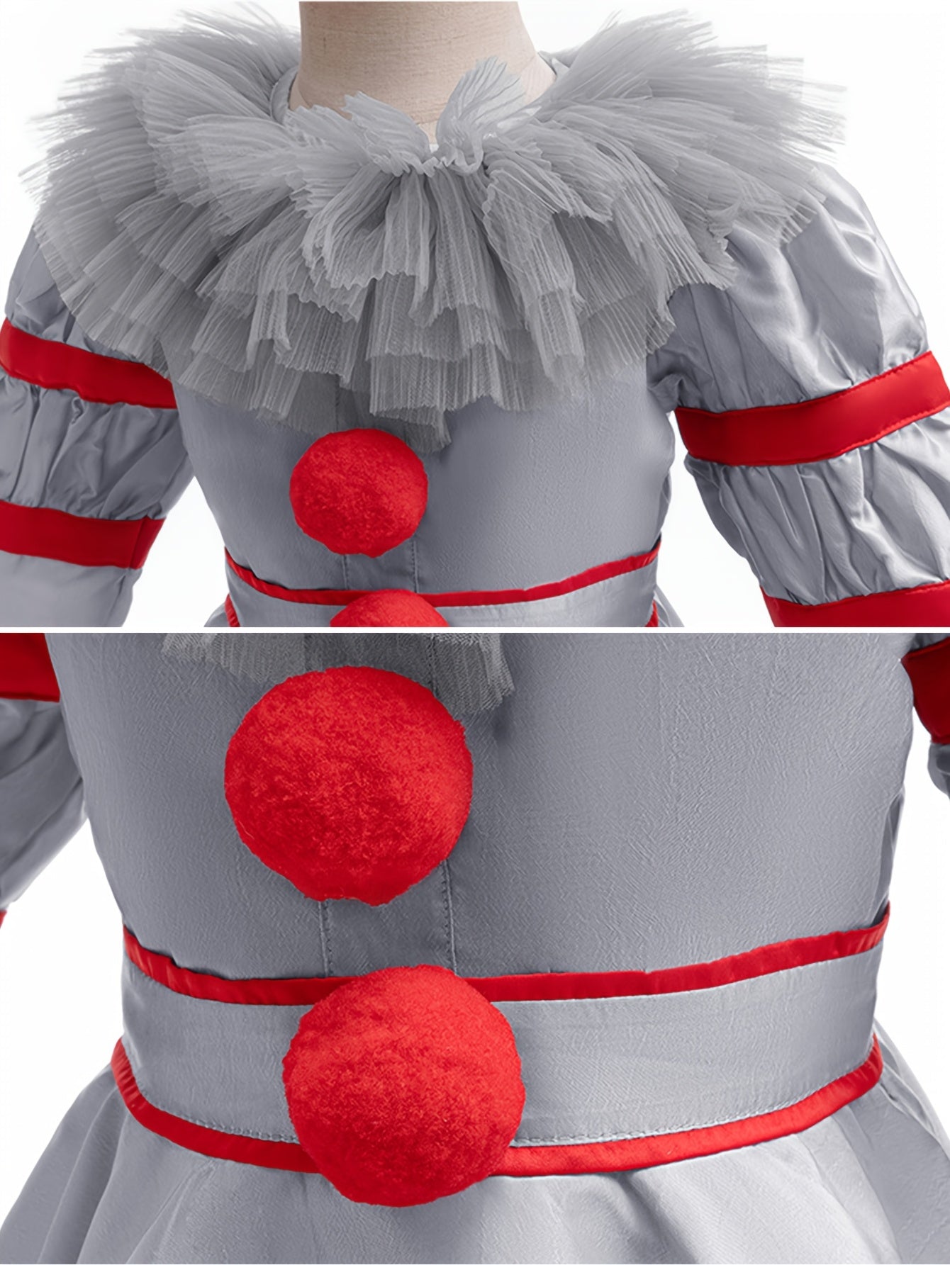 Costume da pagliaccio spaventoso con maniche lunghe per Halloween | Tuta Guanti
