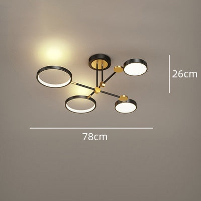 Elegant Multi-Ring LED Ceiling Light in Gold and Black for Stylish Bedroom Illumination and Modern Home Décor