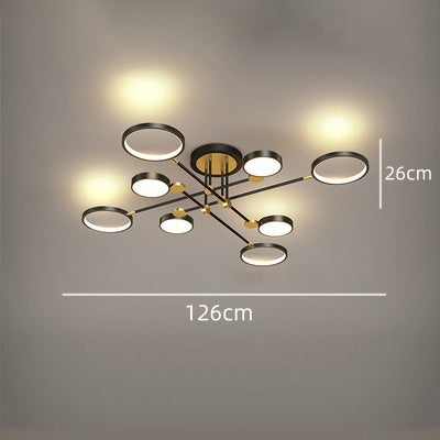 Elegant Multi-Ring LED Ceiling Light in Gold and Black for Stylish Bedroom Illumination and Modern Home Décor