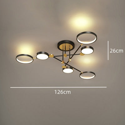 Elegant Multi-Ring LED Ceiling Light in Gold and Black for Stylish Bedroom Illumination and Modern Home Décor