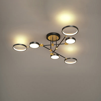 Elegant Multi-Ring LED Ceiling Light in Gold and Black for Stylish Bedroom Illumination and Modern Home Décor