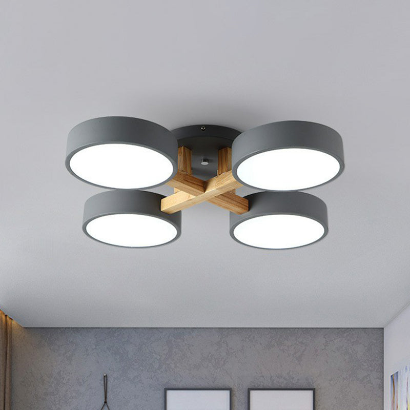 Contemporary Iron Wood LED Ceiling Light for Stylish Bedroom Illumination and Modern Home Decor