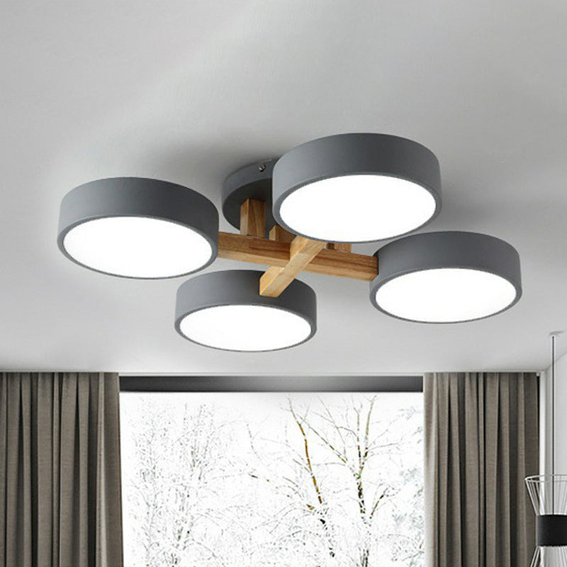 Contemporary Iron Wood LED Ceiling Light for Stylish Bedroom Illumination and Modern Home Decor