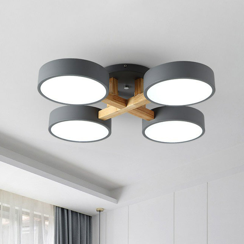 Contemporary Iron Wood LED Ceiling Light for Stylish Bedroom Illumination and Modern Home Decor