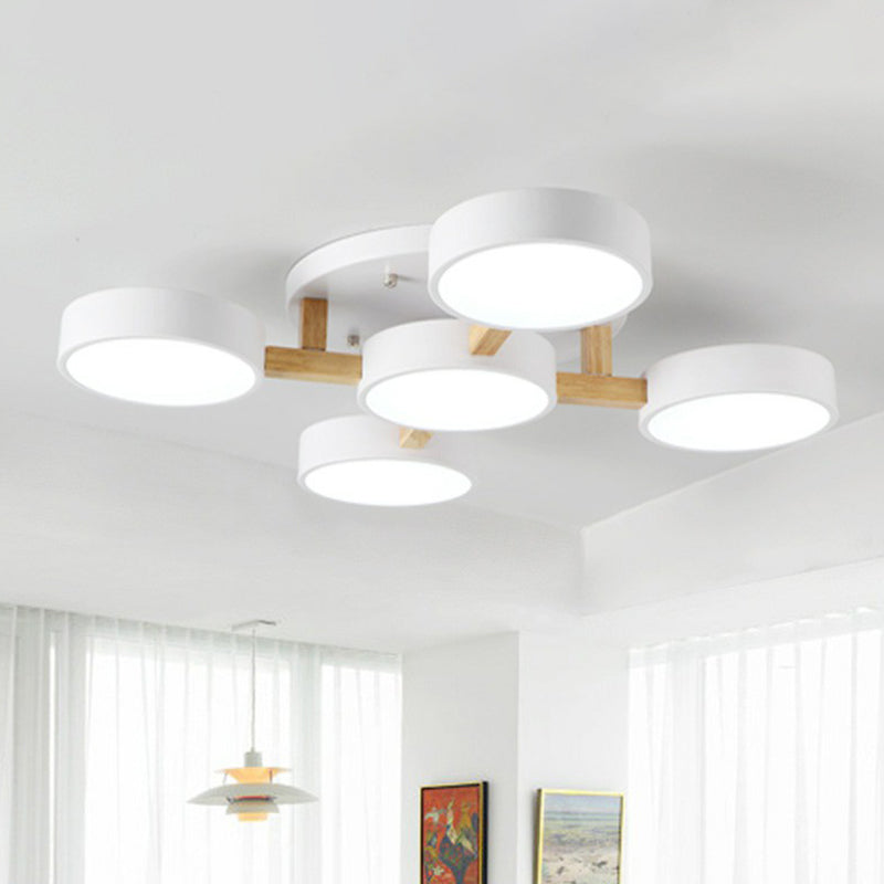 Contemporary Iron Wood LED Ceiling Light for Stylish Bedroom Illumination and Modern Home Decor