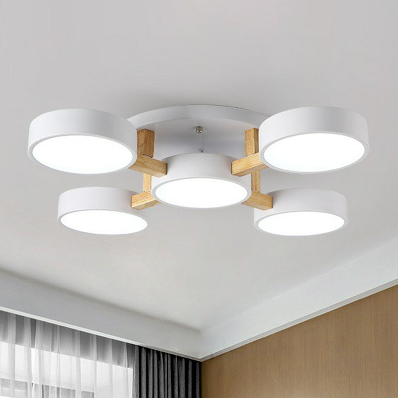 Contemporary Iron Wood LED Ceiling Light for Stylish Bedroom Illumination and Modern Home Decor