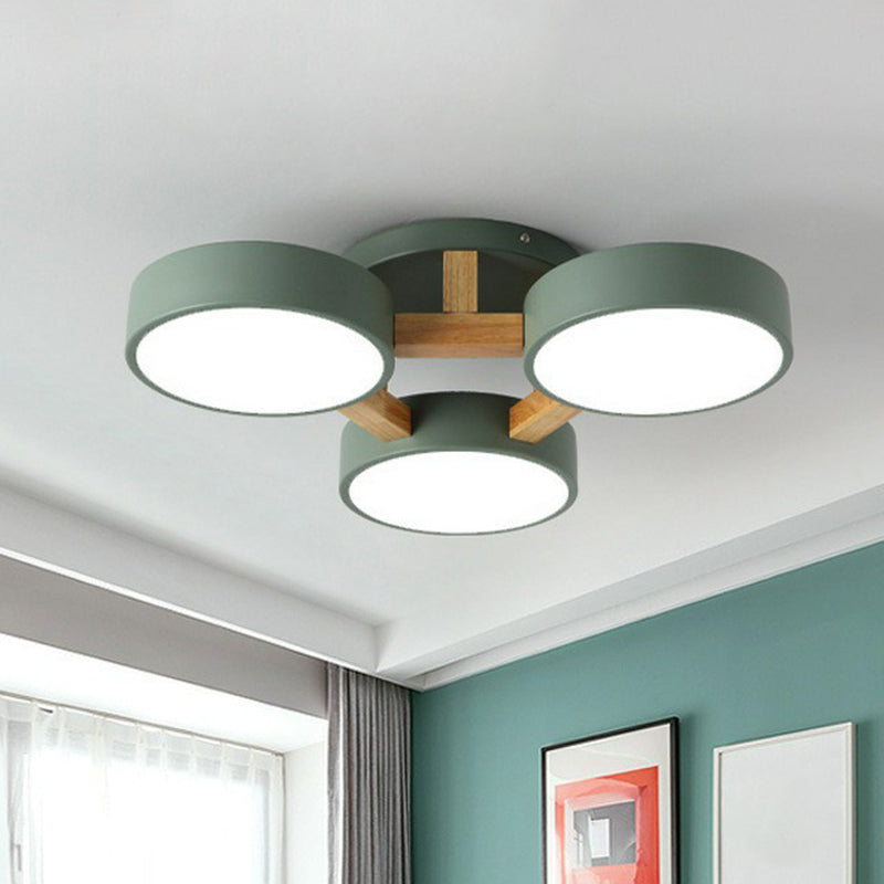 Contemporary Iron Wood LED Ceiling Light for Stylish Bedroom Illumination and Modern Home Decor