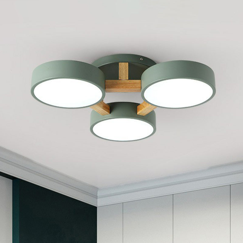 Contemporary Iron Wood LED Ceiling Light for Stylish Bedroom Illumination and Modern Home Decor