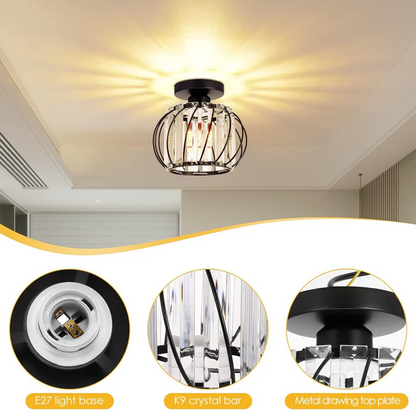 Pendant Light Black Glass Globe Ceiling Fixture