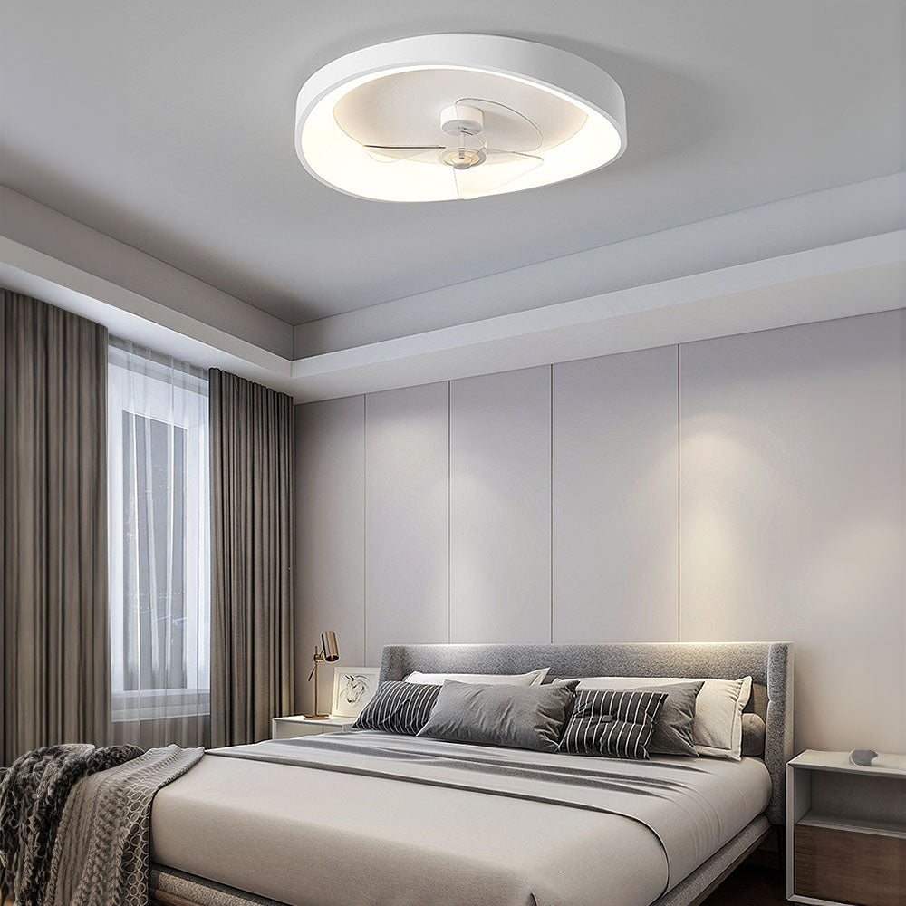 Sleek Modern Minimalist White Iron Ceiling Fan with Integrated Light for Stylish Home Interiors