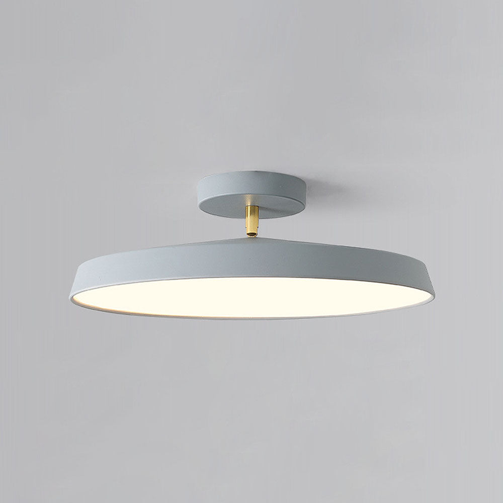 Minimalist White LED Semi-Flush Ceiling Light Fixture for Bedroom Ambience and Modern Home Decor