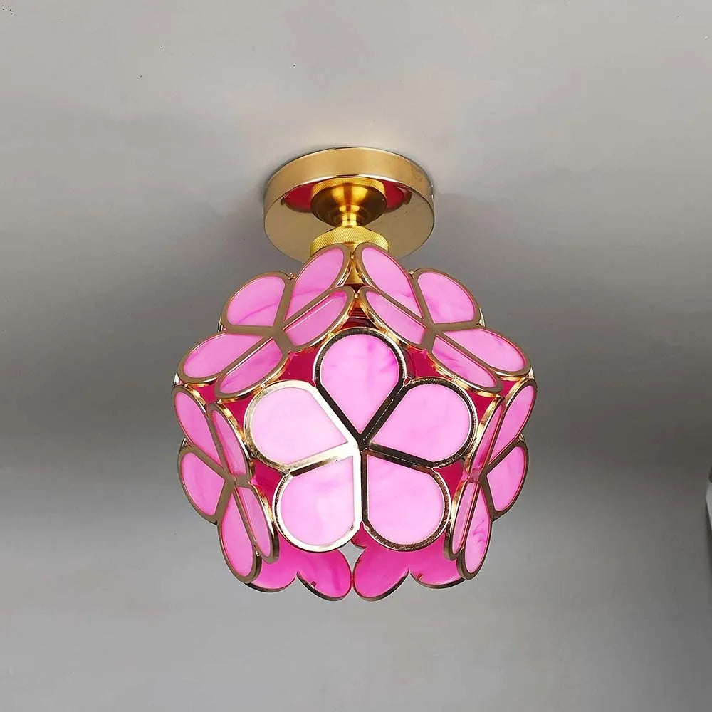 Elegant Floral Glass Ceiling Light Fixture for Hallways - Stylish Design for Contemporary Home Décor