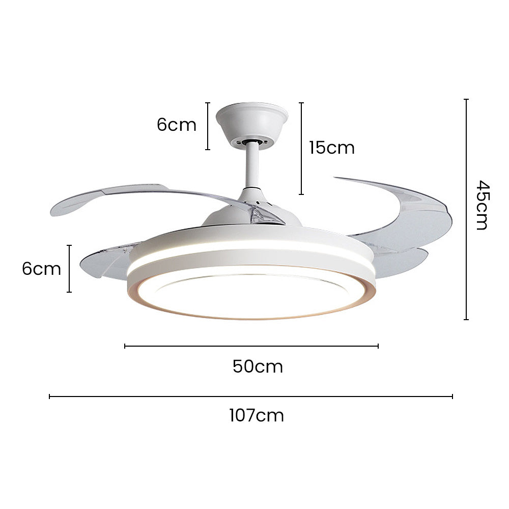 Metal LED Ceiling Fan with Remote Control and Integrated Light – Stylish and Efficient Home Lighting Solution