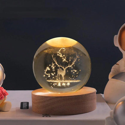 LED Night Light with 3D Crystal Sphere