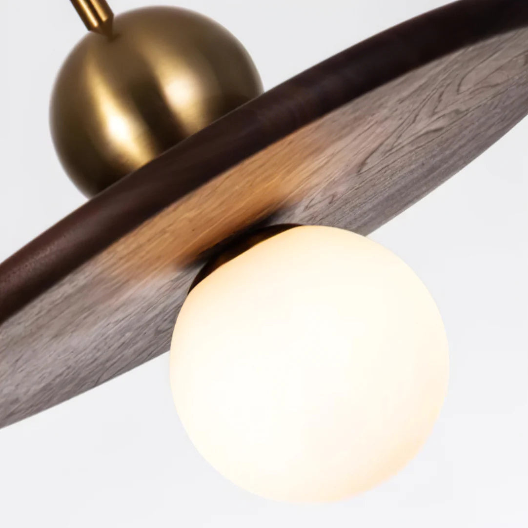 Walnut Round Creative Pendant Light - Stylish Flying Saucer Design for Modern Home Décor and Unique Illumination