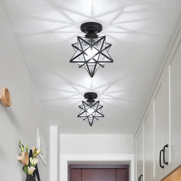 Star-Shaped Semi-Flush Mount Ceiling Light Fixture - Elegant Design for Modern Home Décor and Ambient Lighting Solutions