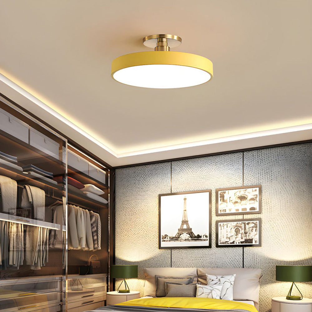 Set of 2 Dimmable Circular LED Semi Flush Ceiling Lights for Bedroom - Modern Lighting Solutions for Stylish Interiors