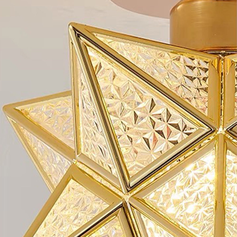 Star-Shaped Semi-Flush Mount Ceiling Light Fixture - Elegant Design for Modern Home Décor and Ambient Lighting Solutions