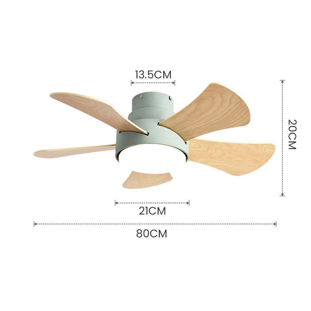 Contemporary Wood Semi-Flush Ceiling Fan with Integrated Lighting for Stylish Home Comfort and Modern Decor