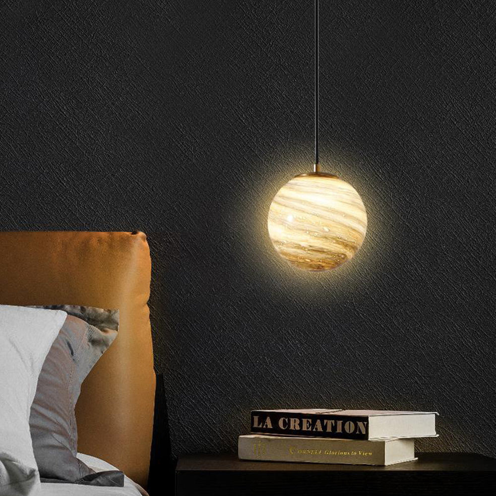 Creative Planet Glass Pendant Light for Stylish Bedroom Illumination and Modern Home Décor