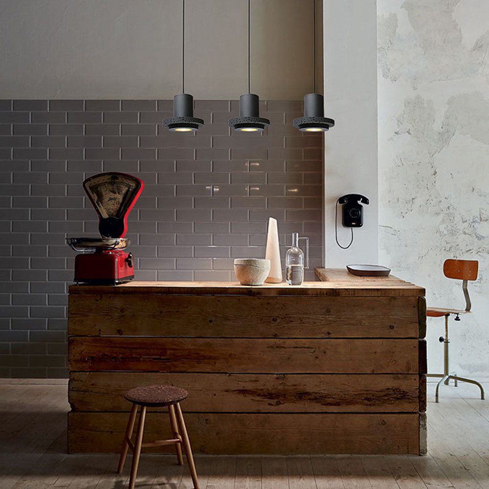 Wabi-Sabi Inspired Black Stone Pendant Light for Kitchen - Unique Rustic Lighting Fixture for Contemporary Home Decor