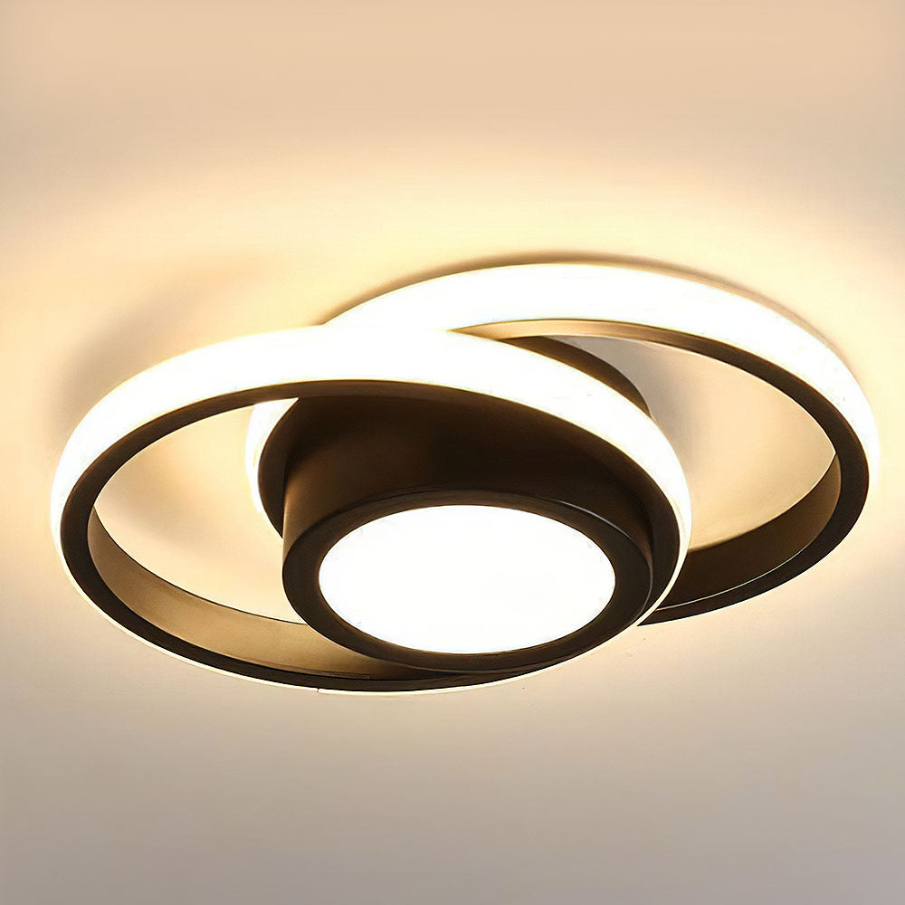 Sleek Minimalist Double Ring LED Ceiling Light Fixture for Modern Home Interiors and Contemporary Spaces